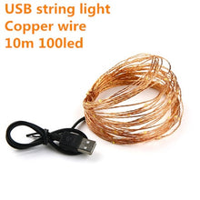 Load image into Gallery viewer, Led Strings Copper Wire 1-10M 100 3XAA Battery usb Operated Christmas Wedding Party Decoration LED String Fairy Lights outdoor
